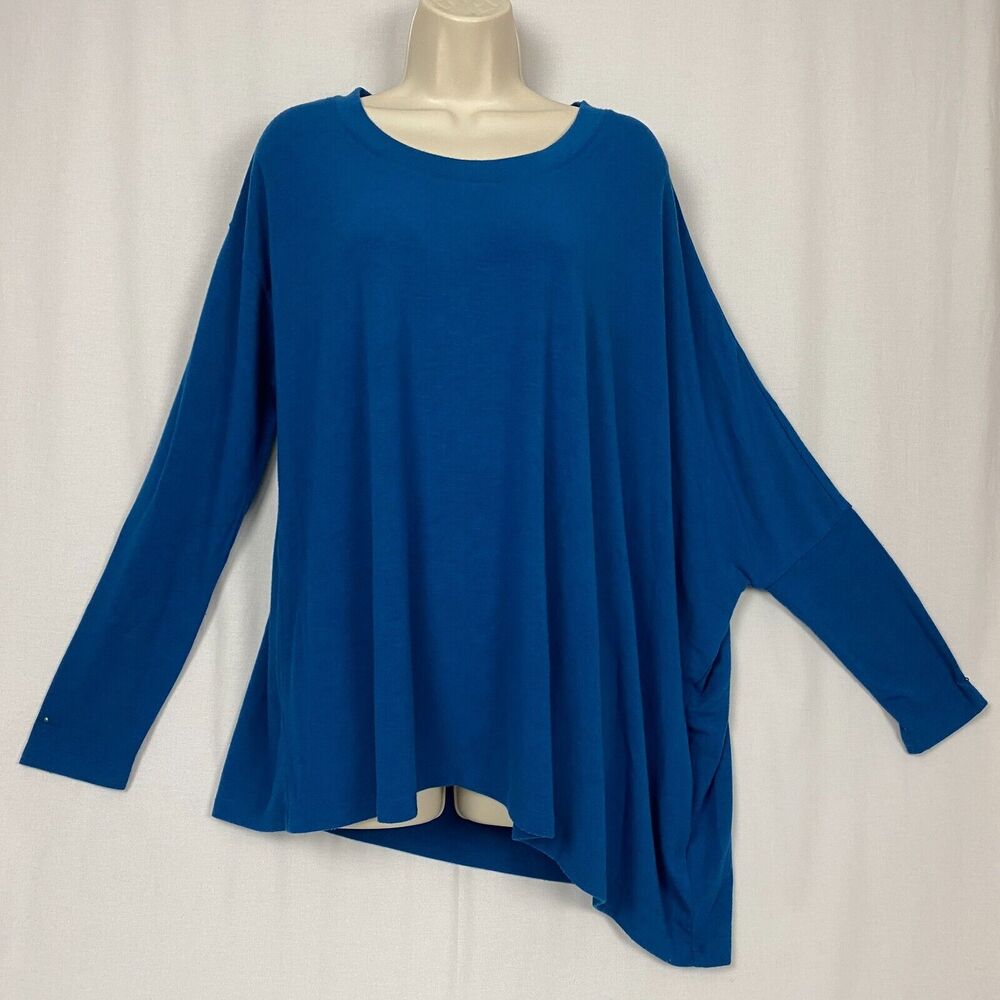 Soft‎ Surroundings Sweater Womens Small Blue Oversized Asymmetric Slouchy Cozy